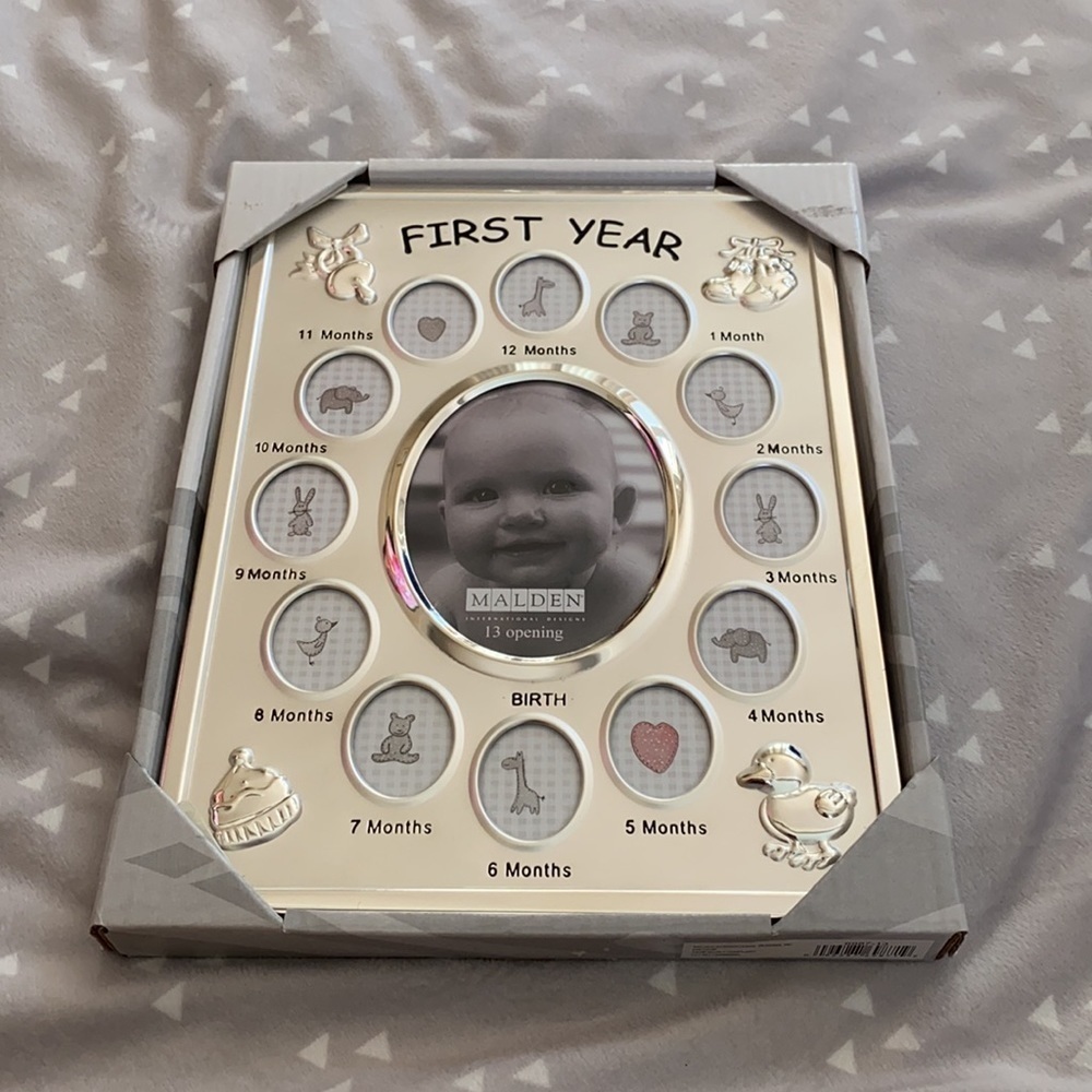 MALDEN International Designs "First Year" Metallic Silver Baby Frame - Picture 4 of 4